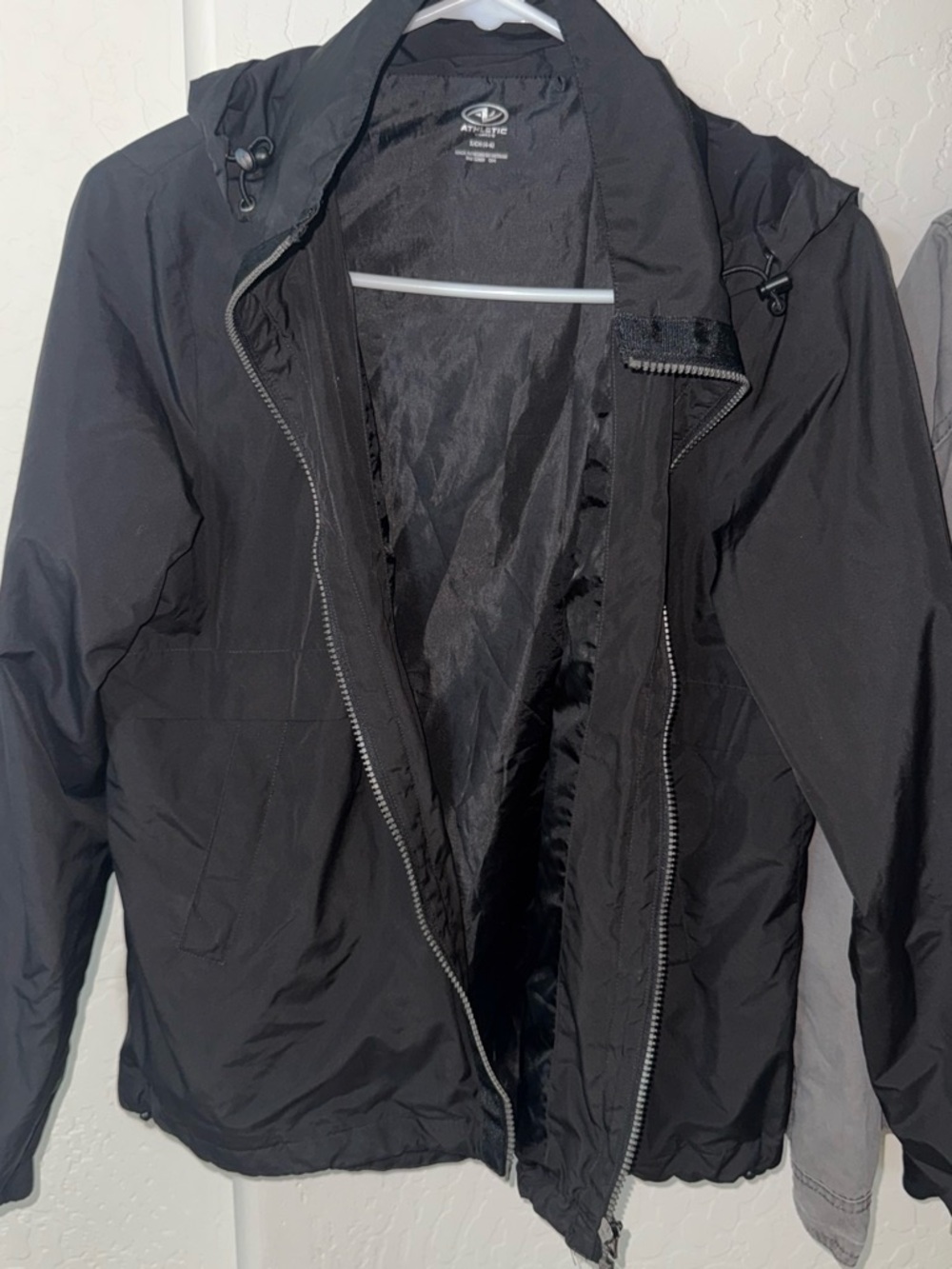 Athletic Works Black Hooded Windbreaker Jacket